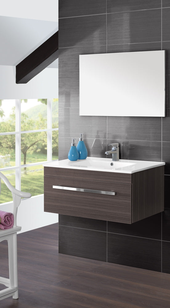 Mobile da Bagno Sospeso Marrone Composizione in Mdf 80Cm acquista