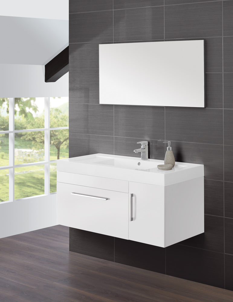 Mobile da Bagno Sospeso Laccato Bianco Composizione 100Cm-1