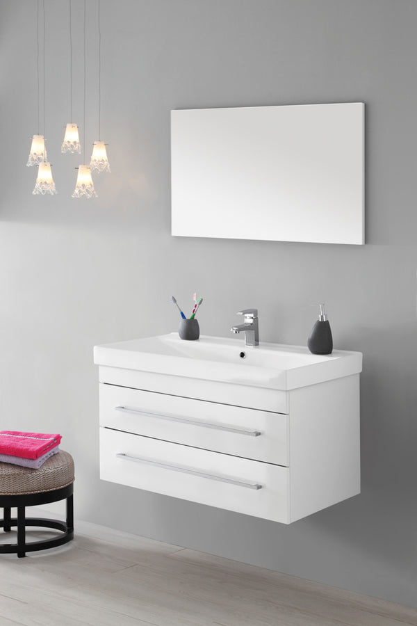Mobile da Bagno Sospeso Bianco con Doppio Cassetto Composizione 90Cm prezzo