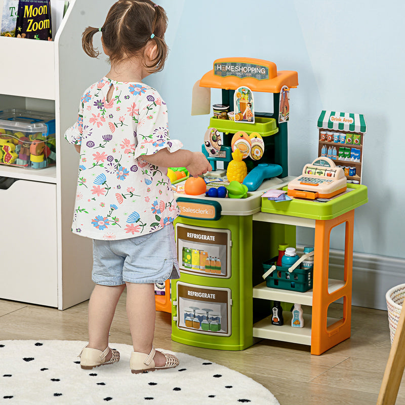 Supermercato Giocattolo per Bambini 52x29x61 cm con Cassa e Accessori Verde  e Arancione – acquista su Giordano Shop