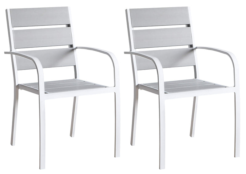 Set 2 Sedie da Giardino in Alluminio con Braccioli Kraus Modigliani Bianche e Grigio-1
