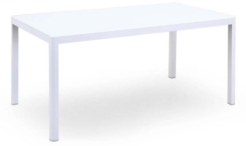 Tavolo da Giardino 160x90x75 cm in Alluminio Piano in Vetro Kraus Modigliani Bianco-1