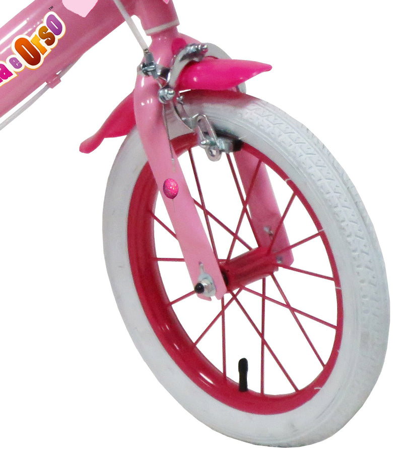 Bicicletta per Bambina 14" 2 Freni  Masha e Orso Rosa-3