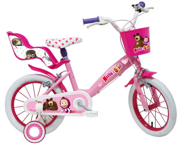 online Bicicletta per Bambina 14" 2 Freni  Masha e Orso Rosa