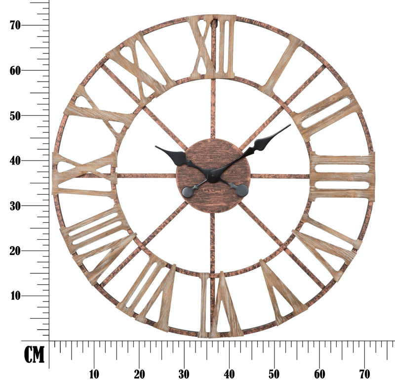 Orologio da Muro Plus Ø71,5x4 cm in Ferro e MDF Marrone-10