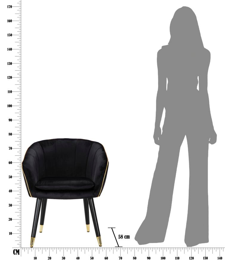 Poltrona Paris 62x58x78 cm in Legno Spugna Metallo e Poliestere Nero e Oro-10