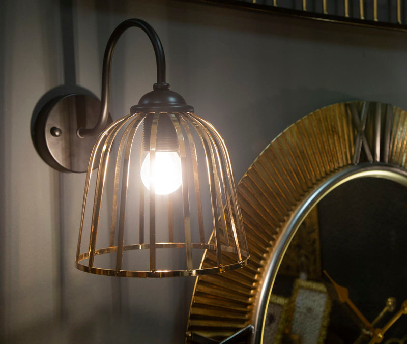 Lampada da Muro Elegant 16x25x28 cm in Ferro Nero e Oro-10