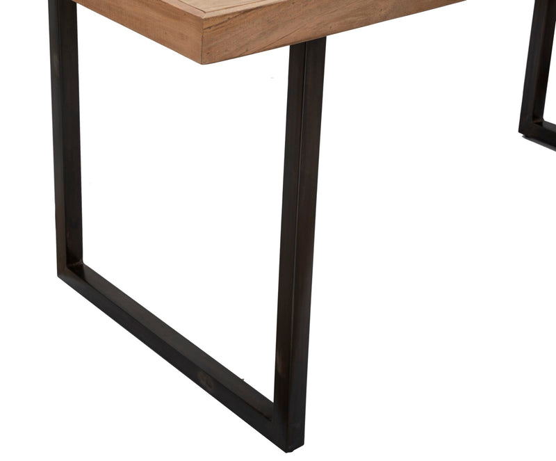 Tavolo da Pranzo Mumbai 175x90x77 cm in Legno di Acacia e in Ferro Marrone e Nero-10