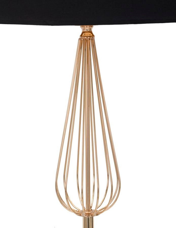 Lampada da Terra Ovy Ø40x167 cm in Ferro PVC e Tessuto Oro e Nero-7