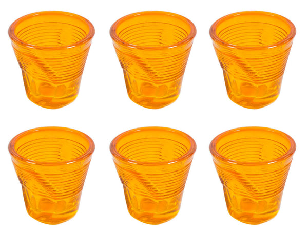 Set 6 Tazzine da Caffè Accartocciati Ø6,5 cm in Vetro Pressato Kaleidos Arancioni online