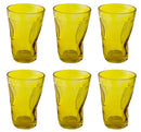 Set 6 Bicchieri Accartocciati 34 cl Ø8 cm in Vetro Pressato Kaleidos Gialli-1