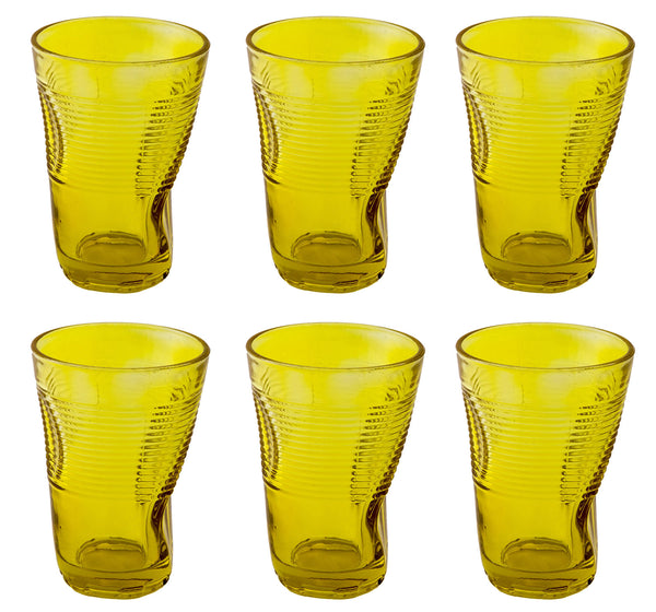 Set 6 Bicchieri Accartocciati 34 cl Ø8 cm in Vetro Pressato Kaleidos Gialli online