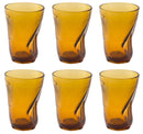 Set 6 Bicchieri Accartocciati 34 cl Ø8 cm in Vetro Pressato Kaleidos Ambra-1