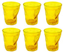 Set 6 Bicchieri Accartocciati 22 cl Ø8 cm in Vetro Pressato Kaleidos Gialli-1