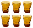 Set 6 Bicchieri Accartocciati 36 cl Ø9 cm in Vetro Pressato Kaleidos Ambra-1
