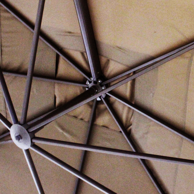 Ombrellone da Giardino Nettuno Lux Decentrato 3x3 m in Alluminio Nero Telo Tortora-3