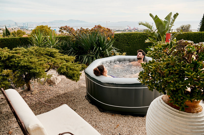 Vasca Idromassaggio da Esterno Gonfiabile Riscaldata 5/6 Posti 185x185x70 cm NetSpa Silver Nera-10