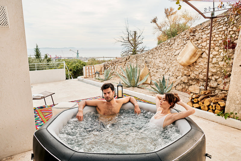 Vasca Idromassaggio da Esterno Gonfiabile Riscaldata 5/6 Posti 185x185x70 cm NetSpa Python Nera-8