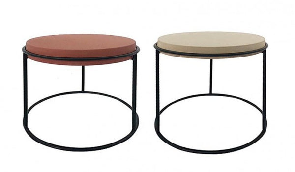prezzo Set 2 Tavolini Alka in Acciaio Beige/Terracotta