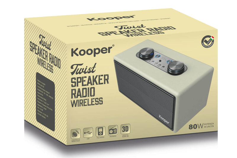 Altoparlante Speaker 80W Wireless con Radio in Similpelle Kooper Twist Ecrù-10