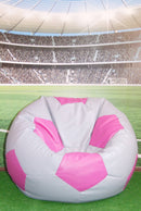 Poltrona a Sacco Pouf Ø100 cm in Similpelle Baselli Pallone da Calcio Grigio e Rosa-2