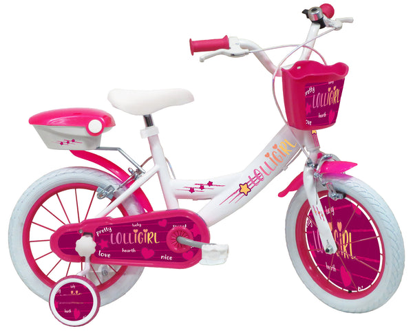 Bicicletta per Bambina 14" 2 Freni  Lolly Girl Bianca/Rosa prezzo