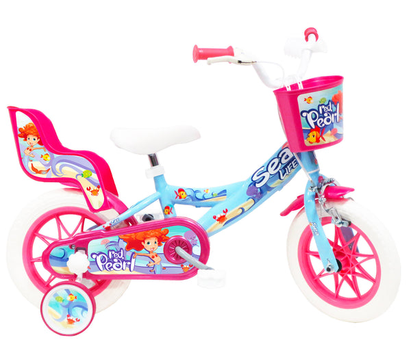 acquista Bicicletta per Bambina 12” 1 Freno Gomme in EVA Sea Life Azzurro e Rosa