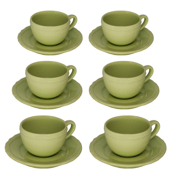 Set 6 Tazzine da Caffè con Piattino Ø7,5xh5 cm in Gres Porcellanato Juliet Verde Pastello online
