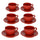 Set 6 Tazzine da Caffè con Piattino Ø7,5xh5 cm in Gres Porcellanato Juliet Rosso