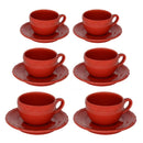 Set 6 Tazzine da Caffè con Piattino Ø7,5xh5 cm in Gres Porcellanato Juliet Rosso-1