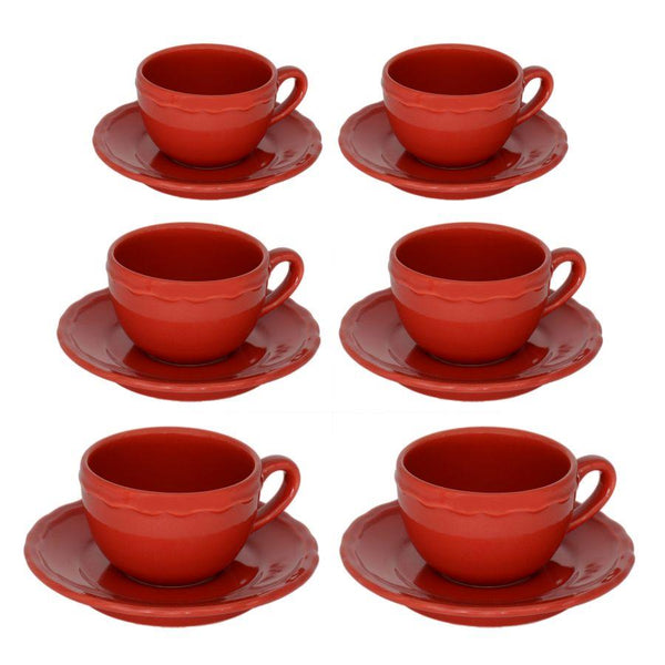 Set 6 Tazzine da Caffè con Piattino Ø7,5xh5 cm in Gres Porcellanato Juliet Rosso acquista