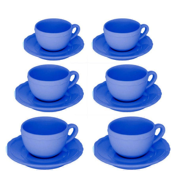 Set 6 Tazzine da Caffè con Piattino Ø7,5xh5 cm in Gres Porcellanato Juliet Blu online