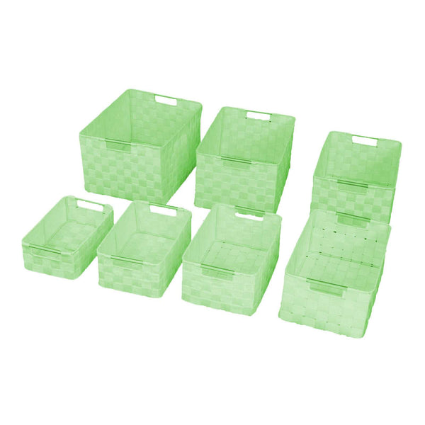 Set 7 Cassetti in poliestere verde chiaro rettangolare online