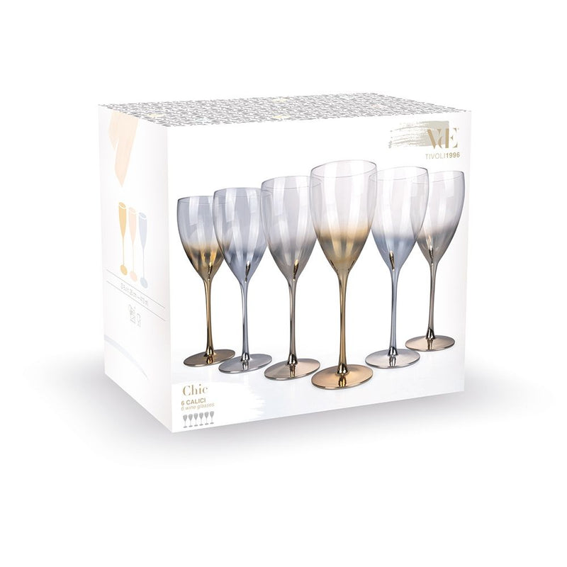 Set 6 Calici Vino Très Chic in Vetro Champagne  -4