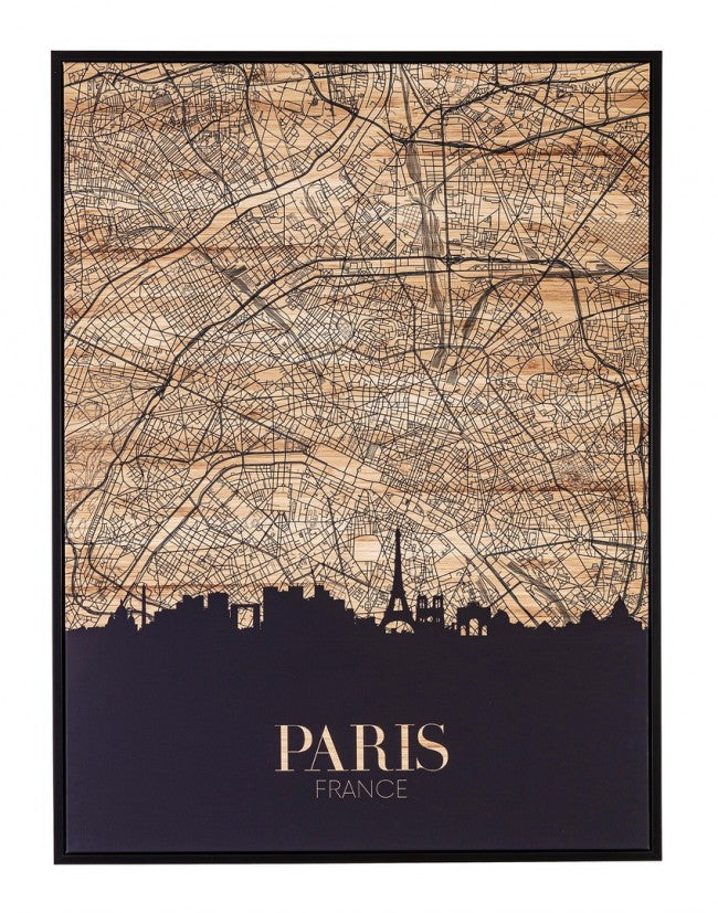 Quadro Città di Parigi 60x3,2x80 cm in Stampa su Tela-1