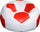 Poltrona a Sacco Pouf Ø100 cm in Similpelle Baselli Pallone da Calcio Bianco e Rosso