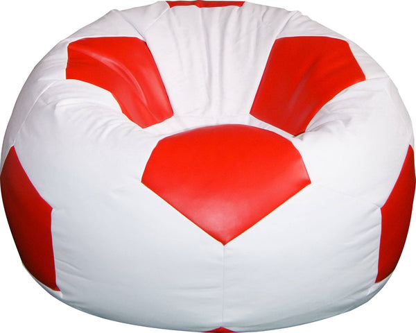 Poltrona a Sacco Pouf Ø100 cm in Similpelle Baselli Pallone da Calcio Bianco e Rosso sconto