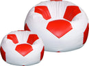 Poltrona a Sacco Pouf Ø100 cm in Similpelle con Poggiapiedi Baselli Pallone da Calcio Bianco e Rosso-1