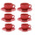 Set 6 Tazzine da Caffè con Piattino 8x5xh6,5 cm in Gres Porcellanato Otello Rosso