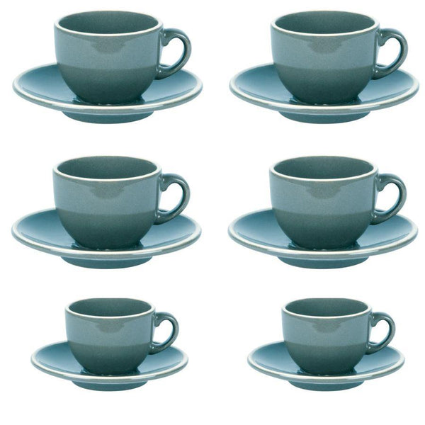 Set 6 Tazzine da Caffè con Piattino 8x5xh6,5 cm in Gres Porcellanato Otello Blu crema sconto