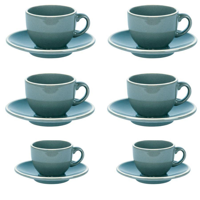 Set 6 Tazzine da Caffè con Piattino 8x5xh6,5 cm in Gres Porcellanato Otello Blu crema-1
