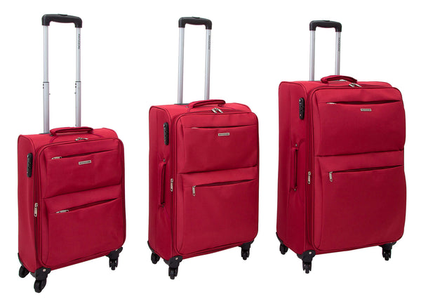 Set 3 Valigie Trolley Morbide in Poliestere 4 Ruote TSA Ravizzoni Singapore Rosso Mattone acquista