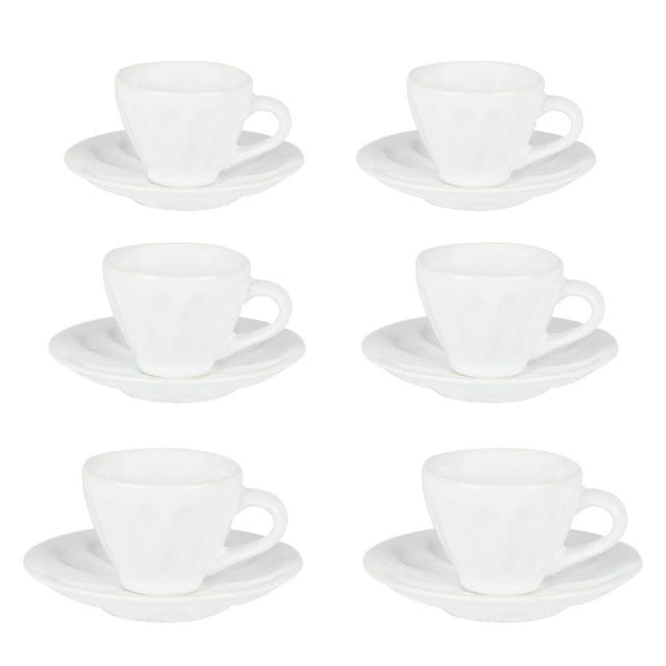 sconto Set 6 Tazzine da Caffè con Piattino Ø7,5xh4 cm in Gres Porcellanato Amleto Bianco