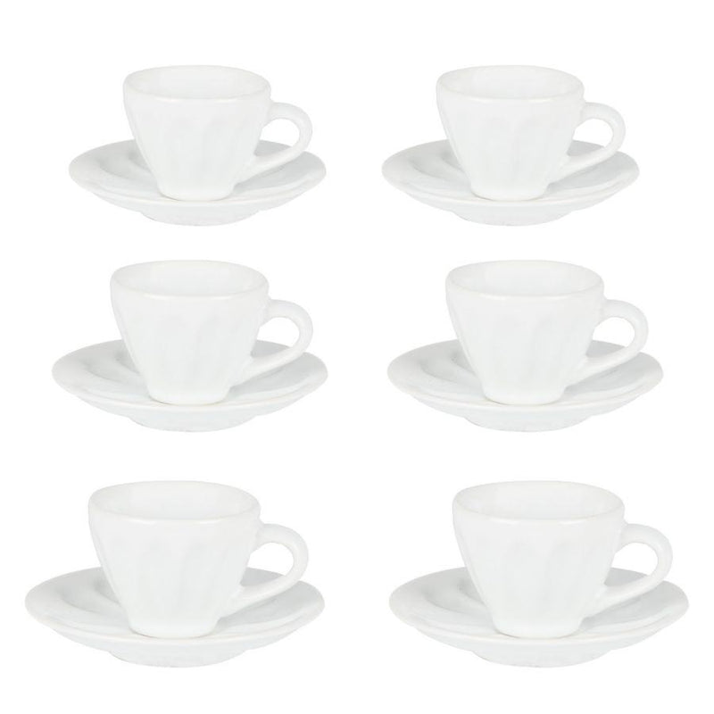 Set 6 Tazzine da Caffè con Piattino Ø7,5xh4 cm in Gres Porcellanato Amleto Bianco-1