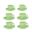 Set 6 Tazzine da Caffè con Piattino Ø7,5xh4 cm in Gres Porcellanato Amleto Verde Chiaro-1