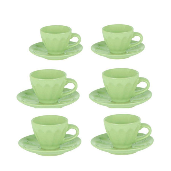 online Set 6 Tazzine da Caffè con Piattino Ø7,5xh4 cm in Gres Porcellanato Amleto Verde Chiaro