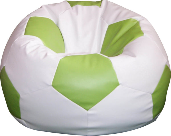 acquista Poltrona a Sacco Pouf Ø100 cm in Similpelle Baselli Pallone da Calcio Bianco e Verde Limone