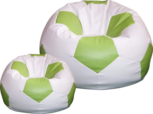 Poltrona a Sacco Pouf Ø100 cm in Similpelle con Poggiapiedi Baselli Pallone da Calcio Bianco e Verde Limone online