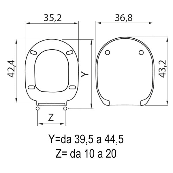 Copriwater per Modello Connect Ideal Standard 36,8x43,2x5 Saniplast Match Bianco-3