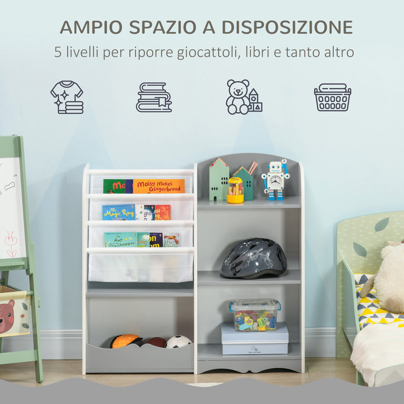 Scaffale Portagiochi per Bambini 85x26x84 cm con Ripiani in Legno Grigio –  acquista su Giordano Shop